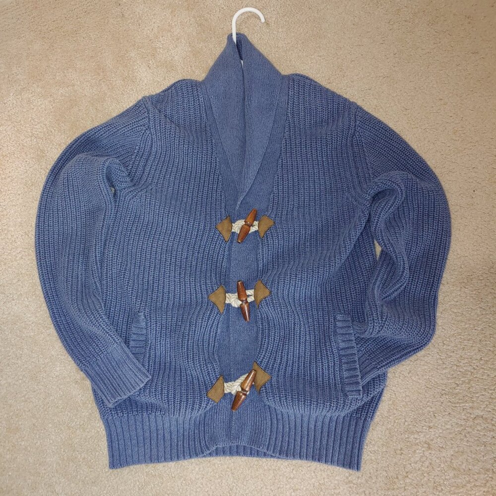 Lucky Brand Knitwear Cotton Cardigan W/Wood Toggle Buttons Size S Blue